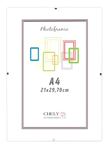 CHELY INTERMARKET MOD300 Marco Portafoto Clip Metacrilato Sin Borde Moderno A4 Montaje Vertical Horizontal Decoración Posters Carteles Oficinas Galerías Color Transparente Incluye 1 Unidad