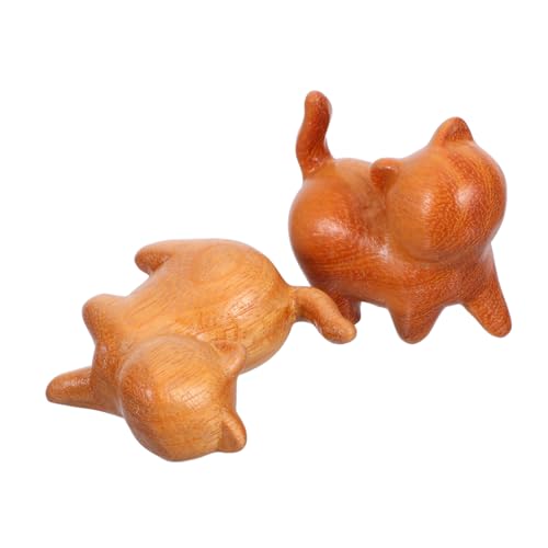 Garneck 2piezas Tallas De Sándalo Figuritas De Gato De Madera Tallada Decoración De Mesa para Gatos Pequeña Figura De para Oficina y Hogar Color Natural Material Madera Vintage