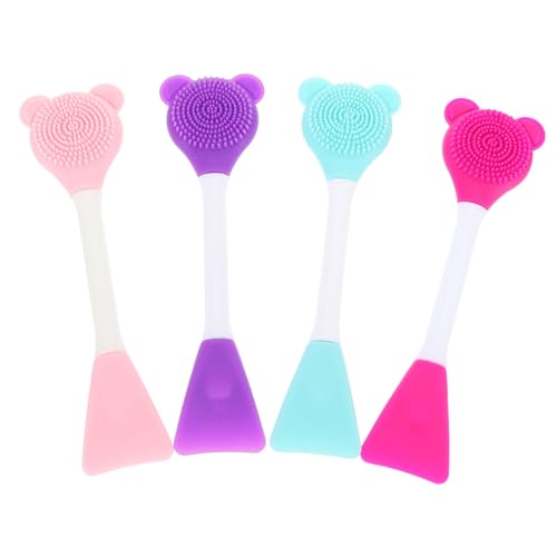 ARTSEWPLY 4 piezas Cepillo Aplicador Facial Doble Cabeza de Silicona para Mascarilla Limpieza y Exfoliación Herramienta Multifuncional para Cuidado Colores Surtidos