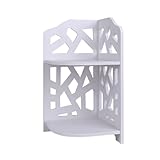 HornTide Brief Fashion Organizer Storage Rack 2-Tier Corner Shelf for Cosmetic Doll Potted-Plant Vitamins Supplements Caddy DIY Desk Table Decoration Wood-Plastic Composites White