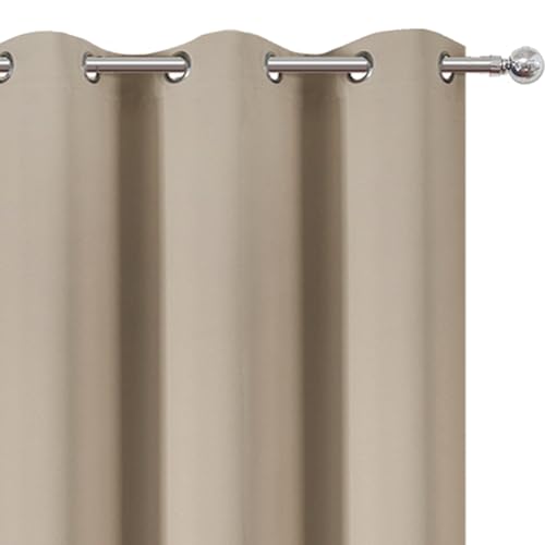 Image of LEMOMO Blackout Curtains 42 x 63 inch /Khaki Curtains Set of 2 Panels /Thermal Insulated Room Darkening Bedroom Curtains