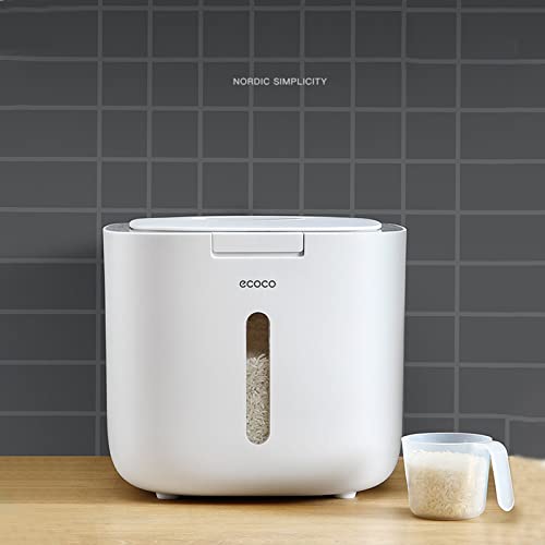 Benshukam Rice Storage Container, Food Container, Dry Food Storage, Pet Food Dispenser, 20 Lbs/ 320Oz Large Storage Bin With Lid, Silicone Ring & Moisture Proof,For Grain Cereal Soybean Corn, Cat Food, Coffee, Flour (Grey) #TOP6