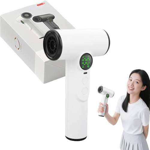 Asciugacapelli Senza Fili, 15600 MAh Phon Ricaricabile con Ugello, Caldo Freddo Regolabile a 100 Ingranaggio, Phon Capelli Compatti da 200 W per Campeggio da Viaggio