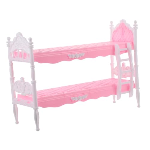 JUMPLAWN Prinzessinnen Puppen Etagenbett Miniaturmöbel 30cm Kunststoff Rosa Kinder Puppenhaus Zubehör Rollenspiel