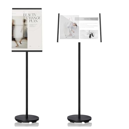 A3 - Soporte para carteles, soporte para información, soporte para presentaciones de clientes, soporte publicitario, carteles, soporte para información, Soporte de Pie para Carteles A3 Stand (negro)