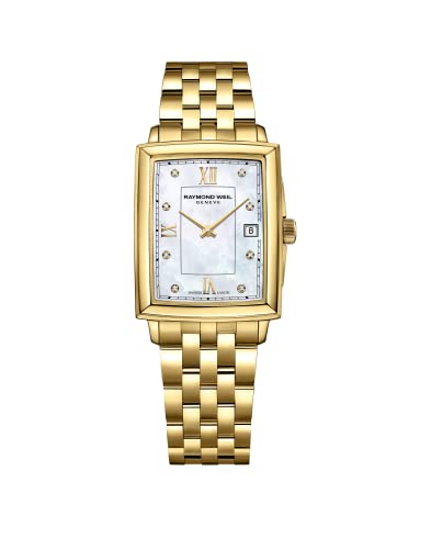 RAYMOND WEIL Toccata Ladies Quartz Watch - Gold Plating, Mother of Pearl Dial, Diamond and Roman Numeral Indexes (5925-P-00995)
