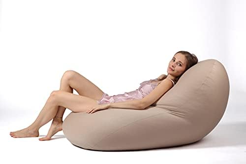 ZDZDY Extra Large Bean Bag Chair Replacement Cover Only Without Filling Cotton Washable Outer (Beige, 49.2"×23.6")