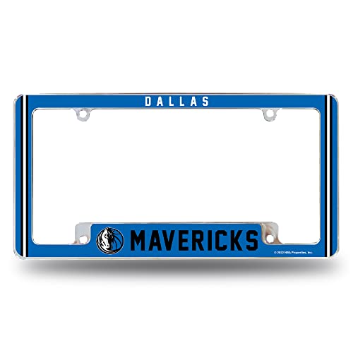 Rico Industries NBA Dallas Mavericks Classic 12" x 6" Chrome All Over Automotive License Plate Frame for Car/Truck/SUV