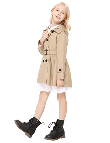 Kukume Kids Girls Outwear Jacket Hooded Lightweight Button Down Trench Coat Waterproof Active Windbreaker #TOP1