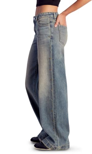 PacSun Women's Casey Low Rise Baggy Jeans Star Stud