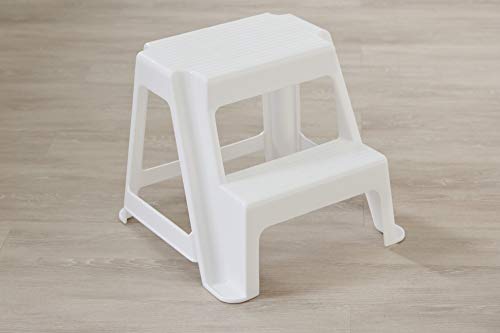 Image of Rubbermaid Step Stool, Two Step, White, for Home /House /Kitchen /Laundry /Garage