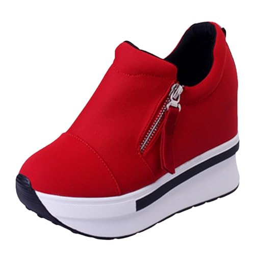 Chaussures orthopédiques femme rouges en toile à plateforme de taille 40