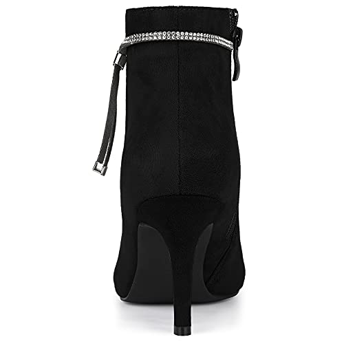 Allegra K Women's Bling Rhinestone Pointed Toe Stiletto Heels Ankle Boots4