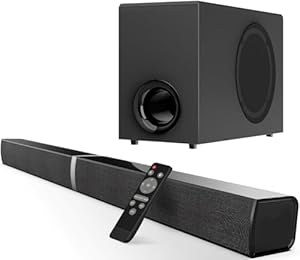 GarageRock Soundbar with Subwoofer for TV, 120W 2-in-1 Soundbar Home Theater System with Wired Subwoofer, 1 Set of Sound System with Deep Bass&Volume Boost&3 EQ Mode, Bluetooth 5.3/ARC/OPT/AUX