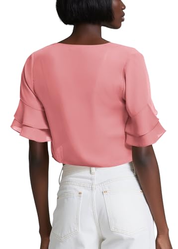 Image of Urban CoCo Women's Sheer Chiffon Bolero Shrug Ruffle Short Sleeve Open Front Cropped Cardigan for Dresses