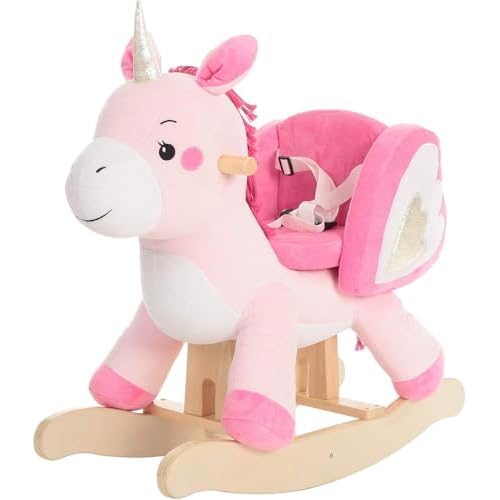 labebe – Baby Rocking Horse, Ride Unicorn, Kid Ride On Toy for 6 Month-3 Year Old, Infant (Boy Girl) Plush Animal Rocker, Toddler/Child Stuffed Ride Toy (Pink)
