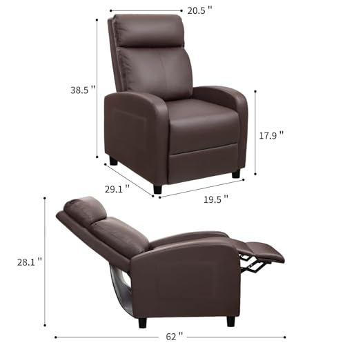 Sillón reclinable PU cuero Marrón miniatura 3