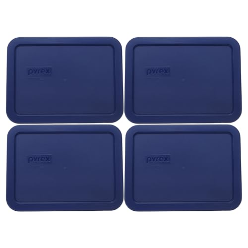 Pyrex 7210-PC 3-Cup Blue Food Storage Lid (4-Pack) - Made in USA