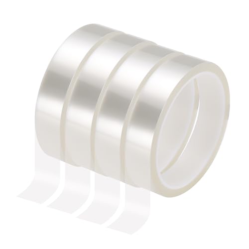 Image of HARFINGTON 4 Rolls High Temperature Masking Tape 4 /5 inch x108ft(20mmx33m) 0.05mm Thick PET Film Silicone Adhesive Heat Resistant Tapes for Heat Press Anodizing Circuit Board, Transparent