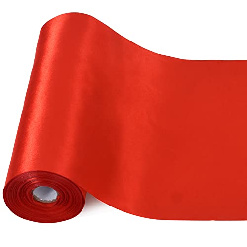 TONIFUL Nastro di raso extra largo in tinta unita per porte, alberi, casa, esterni, cerimonie di taglio, inaugurazioni, auto, sedie, cucito, artigianato, matrimoni, 20 cm x 20 m, rosso