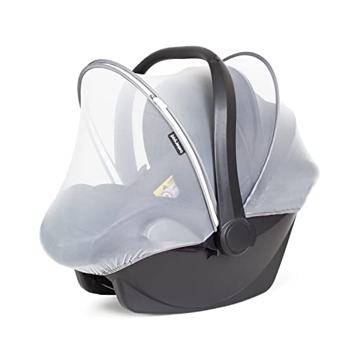 Image of Beberoad Love Mosquito Net for Baby Car Seat Universal Car Seat Tent Cover with 2-Way Zipper Infant Mosquito Net (White)