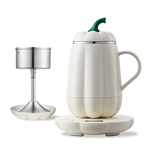 Imigoo Single Cup Coffee Maker 8 Oz Brew Size, Fast Heating Mug, Automatically Keep Warm, Temperature Control, Percolator, Tea Maker, Pumpkin Mug And Base #TOP6