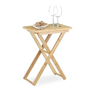 Relaxdays Table d’appoint pliable bambou table de jardin table console rectangle balcon terrasse HxlxP: 52 x 40 x 31 cm- nature