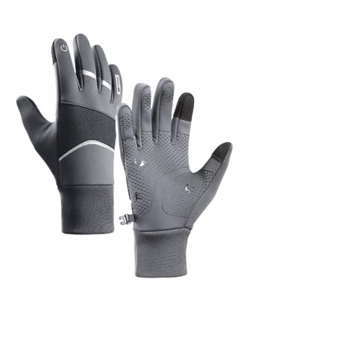 Guantes cálidos de invierno para hombres y mujeres, pantalla táctil, esquí, deportes al aire libre, forro polar impermeable y resistente al frío, guantes de ciclismo (A0093V-GY, L)