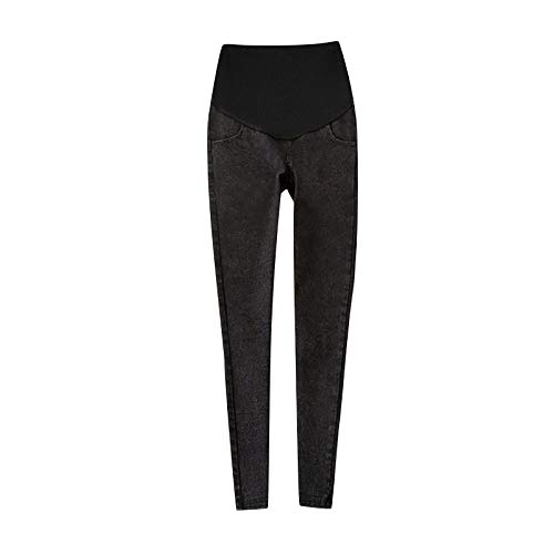 Abiti per la gravidanza per le donne Autunno Vita Pantaloni Donna Pantaloni alla caviglia Jeans Plus Size Pantaloni a Vita Alta Jeans Premaman, Nero , L