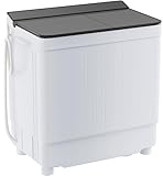 Elevon Portable Washing machine, 17.6lbs Mini Compact Laundry Washing Machine, Twin Tub 11lbs Washer & 6.6lbs Spinner, Clothes Washer Machine with Drain Pump for Apartment, Dormitory and RVs