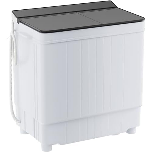 Elevon Portable, 17.6lbs Mini Compact Laundry, Twin Tub 11lbs 6.6lbs Spinner, Clothes Washer Washing Machine, Drain Pump for Apartment, Dormitory and RVs