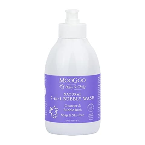 MooGoo 2-in-1 Bubbly Wash - A gentle cleansing baby bubble bath, body wash and baby shampoo - Great for sensitive and delicate baby skin - vegan, cruelty-free, fragrance-free, and SLS-free formula Cover