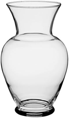Floral Supply Online 10 5/8" Clear Spring Garden Vase and Flower Guide Booklet - Decorative Glass Flower Vase for Floral Arrangements, Weddings, Home Decor or Office.