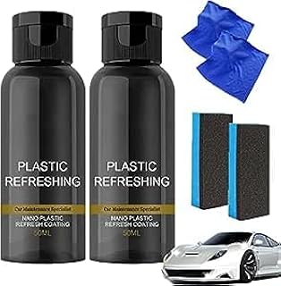 2pcs Plastic Refreshing,50ml Plastic Revitalizing Coating Agent,Nano Plastic Refreshing Coating,Plastic Parts Refurbish Agent for Car, New Car Restorer Cream Quick Restorer