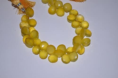 Perles Calcédoine Jaune Citron LKBEADS Cœur Facetté 10-11mm Gemme