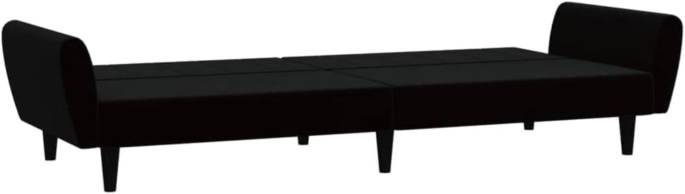 Sofa Bed Black Velvet (100% Polyester) Living Room Furniture