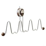 Zapatero de montaje en pared con marco de acero inoxidable y ventosa para ahorrar espacio, almacenamiento y organización de zapatos en habitaciones pequeñas o entradas (nogal)