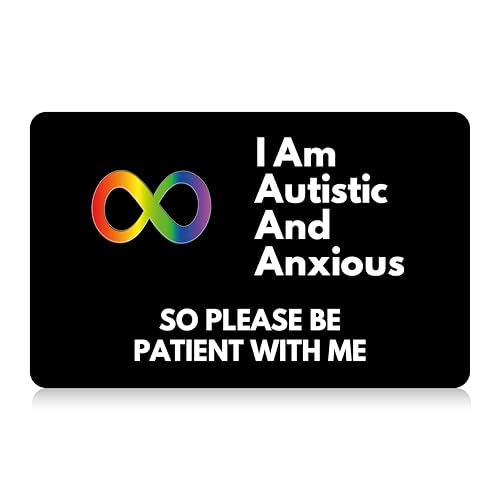 ORANGE ANTS - Porte-cartes d'urgence pour autisme, avec panneau inscriptible et cordon à motifs, porte-badge pour autisme (anxieux autistique)