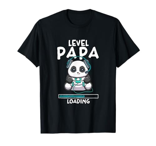 Nivel PAPA Cargando Embarazo Juegos Panda Día del Padre Camiseta