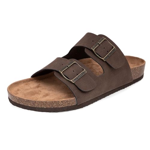 Image of Nautica Men's Sandals - Casual Slides with 2 Adjustable Buckle Straps and Cork Footbed for Ultimate Comfort and Style (Regular /Wide Width, Big Size)