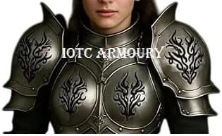 Medieval Knight Brave Lady Hunter Halloween Costume-Lady Half Suit of Armor, Perfectly Go with Cosplay, LARP, Renaissance, Fantasy & Party Armor Costume Black Antique