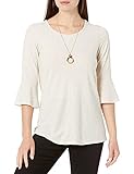 AGB Women's Bell Sleeve Top Shirt, Oatmeal, S
