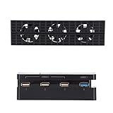 Vomekoインテリジェント冷却ファン&ハブ。PS4スリムコンソールシステム、PS4コンソール自動インテリジェント冷却ファン、4ポートUSBハブ用。