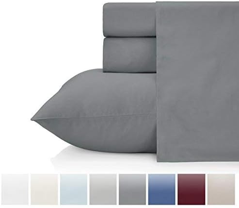 KRISTEX Comfortable 500 Thread Count Bed Sheet Set, 100% Long Staple Pure Natural Cotton Sateen Weave, Soft Luxury High TC Sheets Hotel, Home Bedding Sets (Dark Grey, Twin)