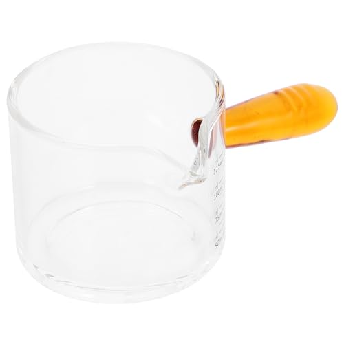 Cabilock Bicchiere Espresso in Vetro Trasparente con Beccuccio per Latte e Crema Brocca da Servizio Resistente al Calore per Caffè Salse e Condimenti per Casa e Locali Professionali