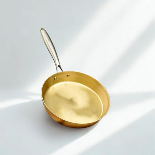 NUTRION Pure Bronze Frying Pan - Traditional Indian Cooking Pan/Tawa for Cooking with Health-Boosting Properties (24 cm) (Medium Pan)