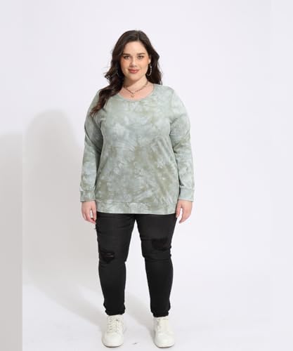 Image of CARCOS Plus Size Tops for Women Long Sleeve Raglan V Neck T Shirts Tunic Fall Blouse Xl-5Xl 14W -28W