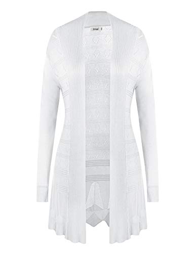 Irevial Cardigan Largo Mujer Primavera Elegante Cardigan Mujer Verano Chaqueta de Punto Manga Larga Ligero Rebeca de Playa, Frente Abierto,Color sólido