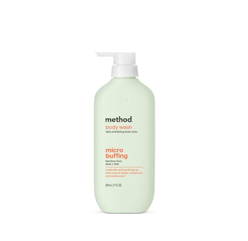 Method Exfoliating Body Wash Micro Buffing - Notes of Ginger Cardamom & Cedarwood Made Without Parabens Smooths Skin with AHA & PHA 17 fl oz