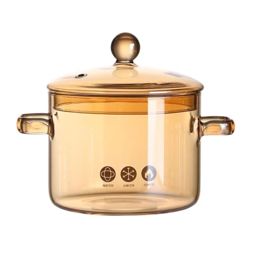 Olla de cristal a fuego lento de 8,7 pulgadas de vidrio ámbar resistente para cocina 2